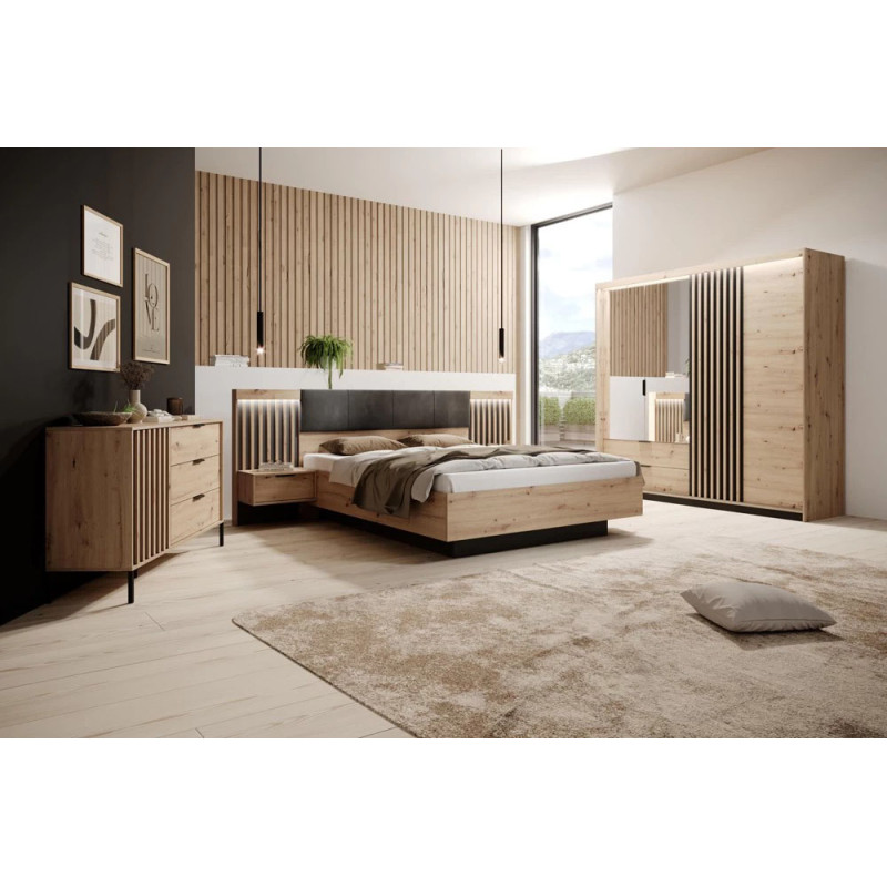 Комод з телескопічними напрямними Perfect Home Italy 1D3S/138 137,3x81,4x39,5 Дуб артизан/Антрацит (PFH-091096)