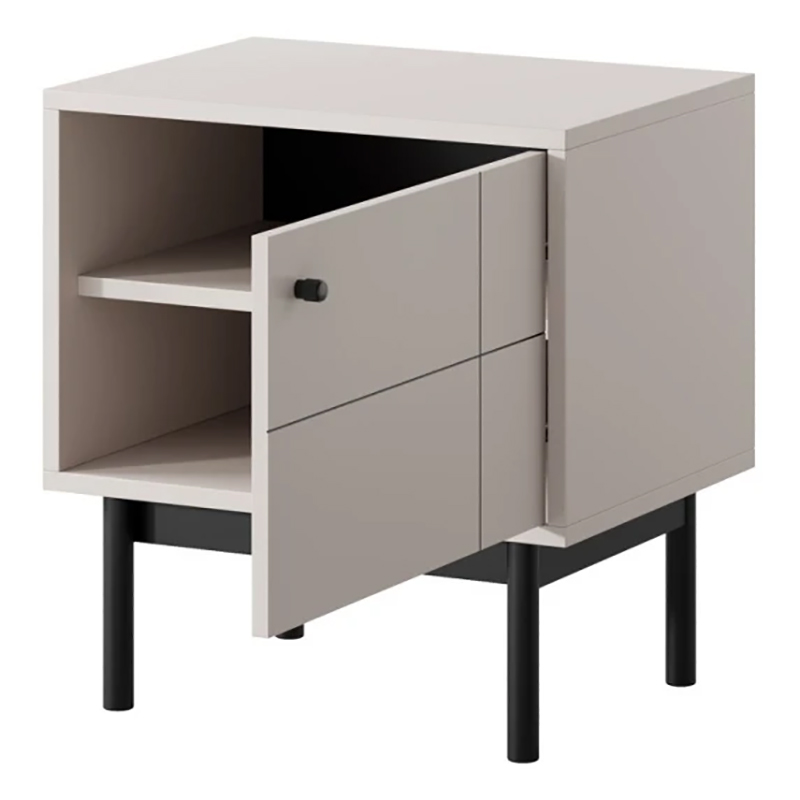 Тумба приліжкова Perfect Home Japandi S54 1-дверна 54х56х39 см Кашемір (PFH-091467)