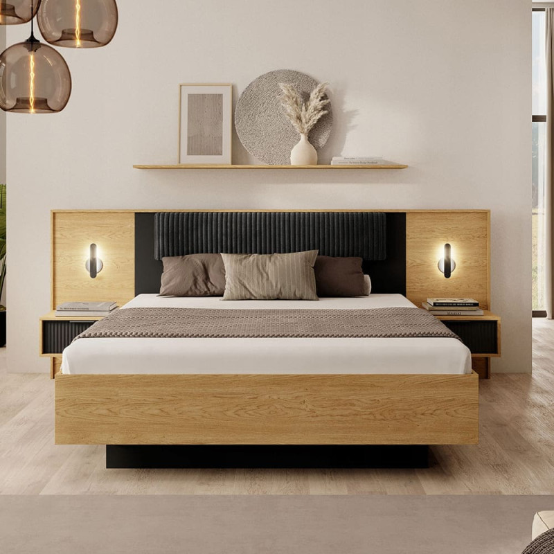 Тумба приліжкова з телескопічними напрямними Perfect Home Baltic 1S 48,8x102x39,6 Дуб балтійський/Чорний (PFH-091378)