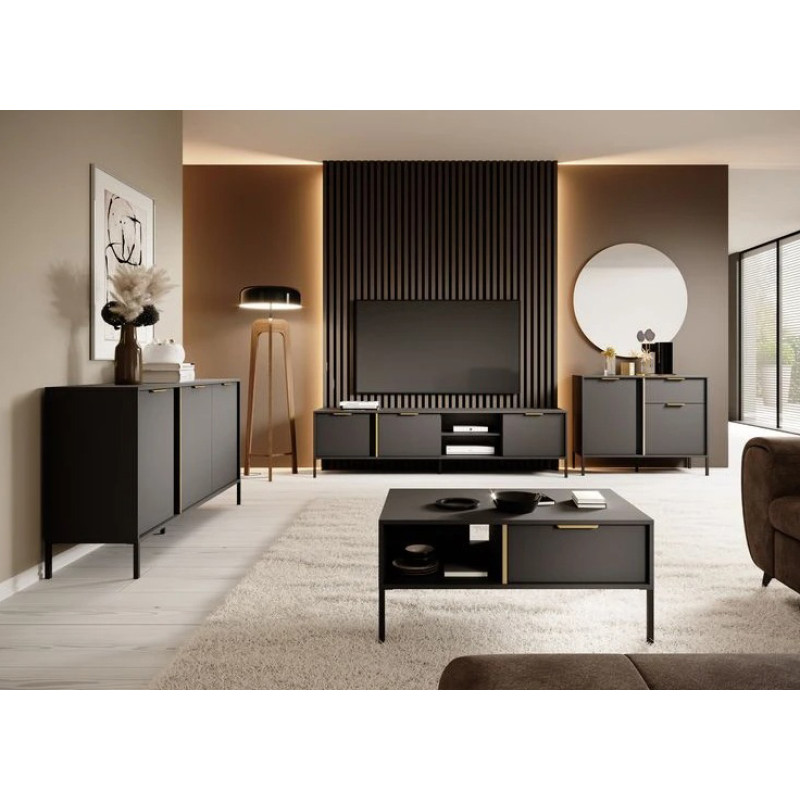 Тумба під телевізор Perfect Home Clars 3D 202,9х53,4х39,5 Антрацит (PFH-091024)
