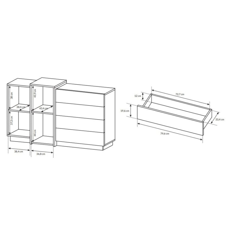 Комод Perfect Home Cube 2D4S/160 160x93,5x45,4 Білий/Дуб крафт золотий (PFH-091040)