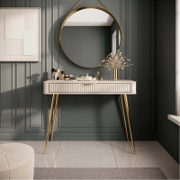 Туалетний столик Perfect Home Lante 1S/100 100,2x78x38 см Бежевий (золоті ніжки) (PFH-091169)