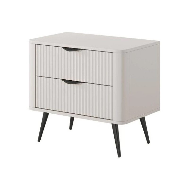 Тумба приліжкова з телескопічними напрямними Perfect Home Lante 2S 63,2x55,3x38 Бежевий (чорні ніжки) (PFH-091185)