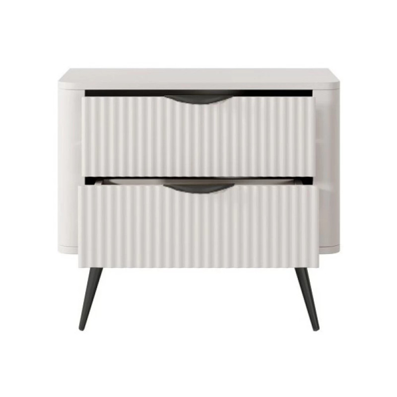 Тумба приліжкова з телескопічними напрямними Perfect Home Lante 2S 63,2x55,3x38 Бежевий (чорні ніжки) (PFH-091185)