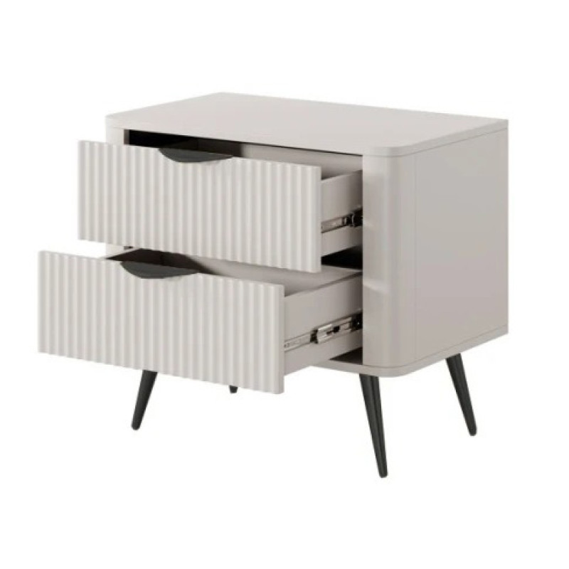 Тумба приліжкова з телескопічними напрямними Perfect Home Lante 2S 63,2x55,3x38 Бежевий (чорні ніжки) (PFH-091185)