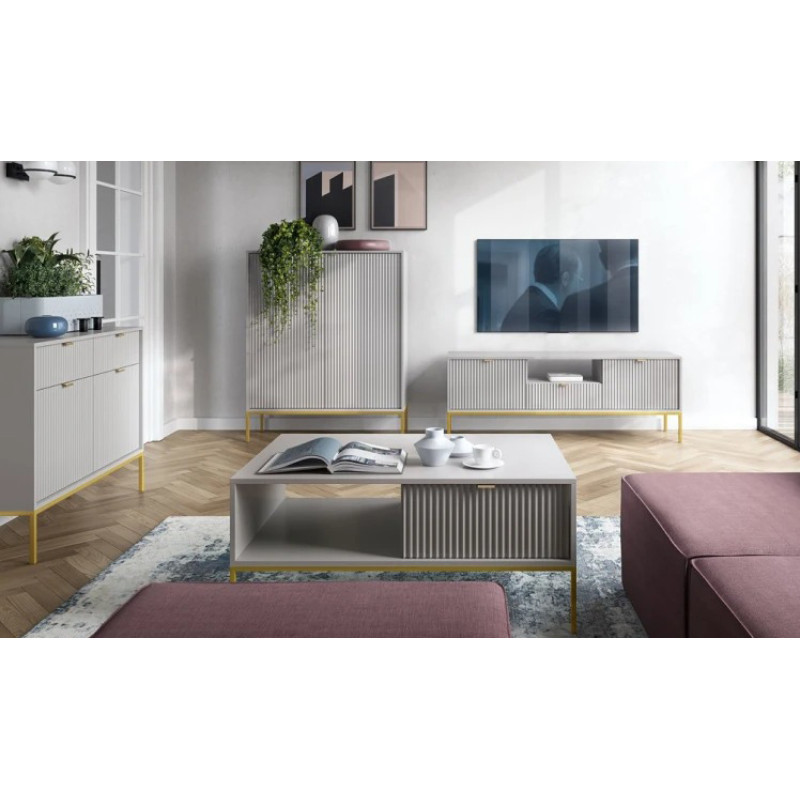 Комод з телескопічними напрямними Perfect Home Nova KSZ104 2D2S 104x63x39 Сірий (золоті ніжки) (PFH-091220)