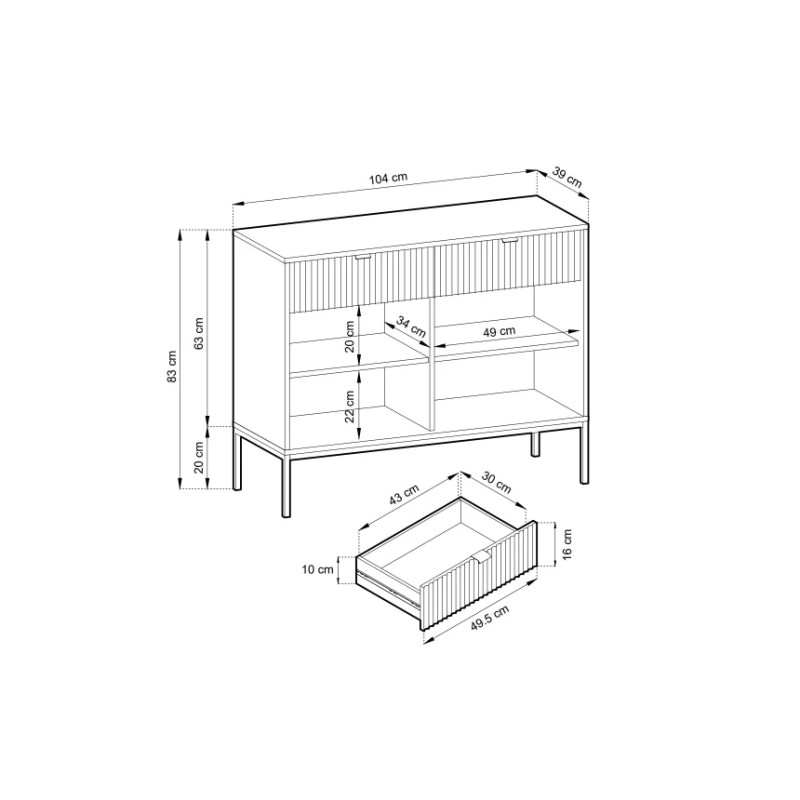 Комод Perfect Home Nova 2-дверний з 2 шухлядами і чорними ніжками KSZ104 104х83х39 см Лабрадор (PFH-091500)