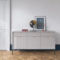 Комод з телескопічними напрямними Perfect Home Nova KSZ154 3D3S 154x63x39 Сірий (чорні ніжки) (PFH-091242)