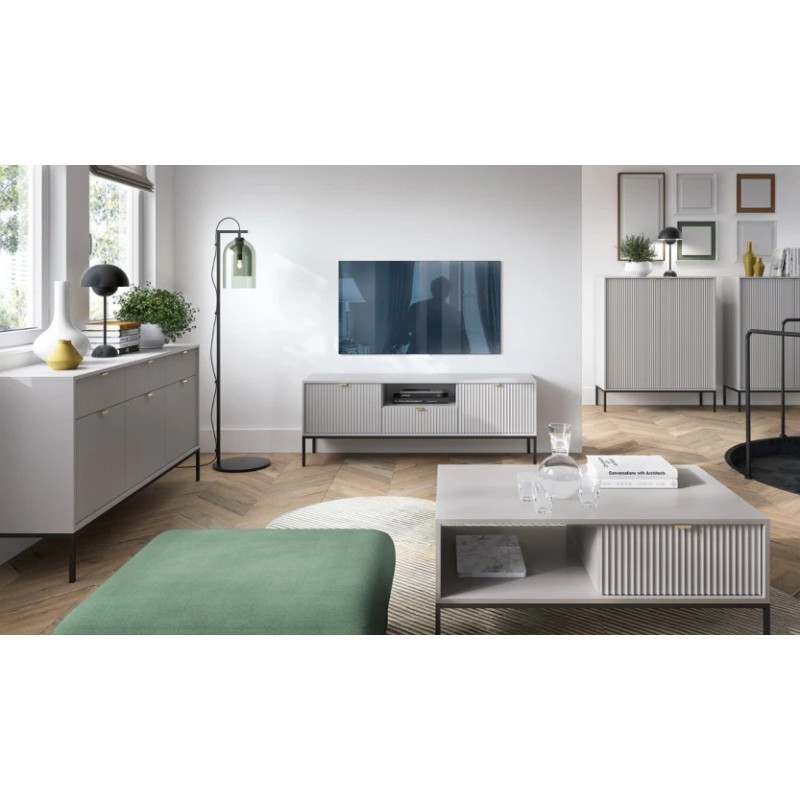 Комод з телескопічними напрямними Perfect Home Nova KSZ154 3D3S 154x63x39 Сірий (чорні ніжки) (PFH-091242)