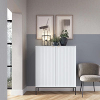 Комод високий Perfect Home Nova K104 2D 104x125x39 Білий (чорні ніжки) (PFH-091232)