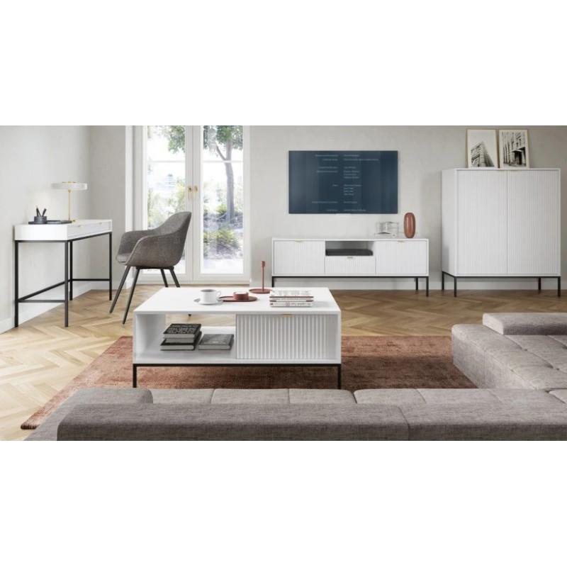 Комод високий Perfect Home Nova K104 2D 104x125x39 Білий (чорні ніжки) (PFH-091232)