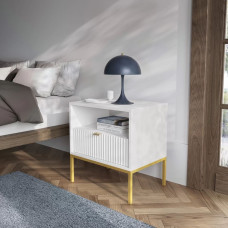 Тумба приліжкова з телескопічними напрямними Perfect Home Nova S54 54х56х39 Білий (золоті ніжки) (PFH-091261)