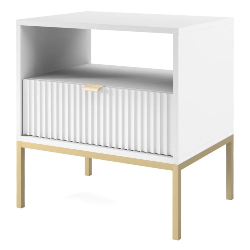 Тумба приліжкова з телескопічними напрямними Perfect Home Nova S54 54х56х39 Білий (золоті ніжки) (PFH-091261)