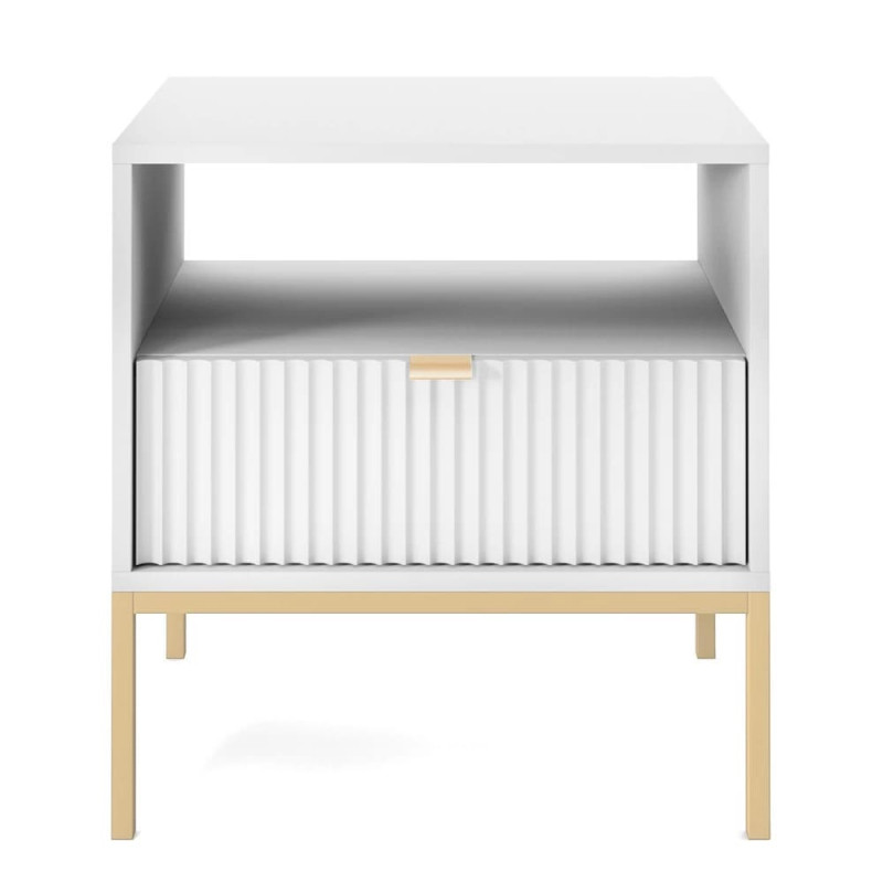 Тумба приліжкова з телескопічними напрямними Perfect Home Nova S54 54х56х39 Білий (золоті ніжки) (PFH-091261)