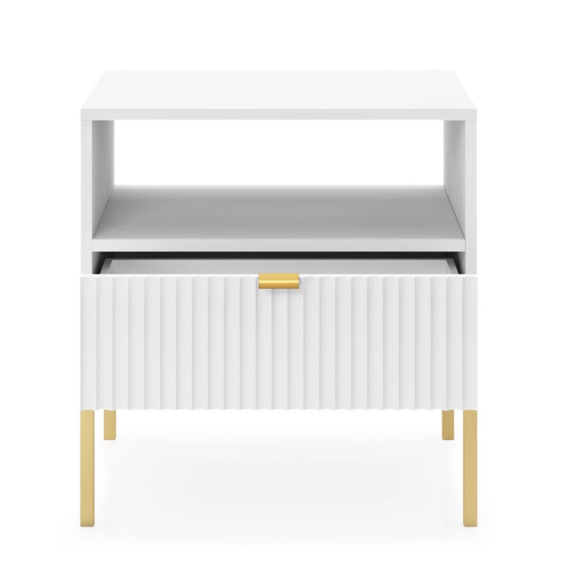 Тумба приліжкова з телескопічними напрямними Perfect Home Nova S54 54х56х39 Білий (золоті ніжки) (PFH-091261)