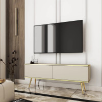 Тумба під телевізор Perfect Home Oro RTV135 2D 135х53х32 Бежевий (золоті ніжки) (PFH-091316)