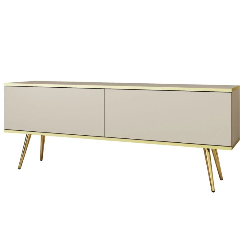 Тумба під телевізор Perfect Home Oro RTV135 2D 135х53х32 Бежевий (золоті ніжки) (PFH-091316)
