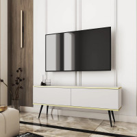 Тумба під телевізор Perfect Home Oro RTV135 2D 135х53х32 Білий (чорні ніжки) (PFH-091324)