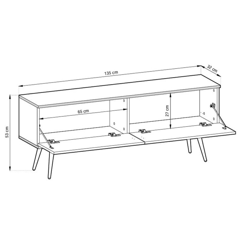 Тумба під телевізор Perfect Home Oro RTV135 MDF 2D 135х53х32 Сірий (чорні ніжки) (PFH-091334)