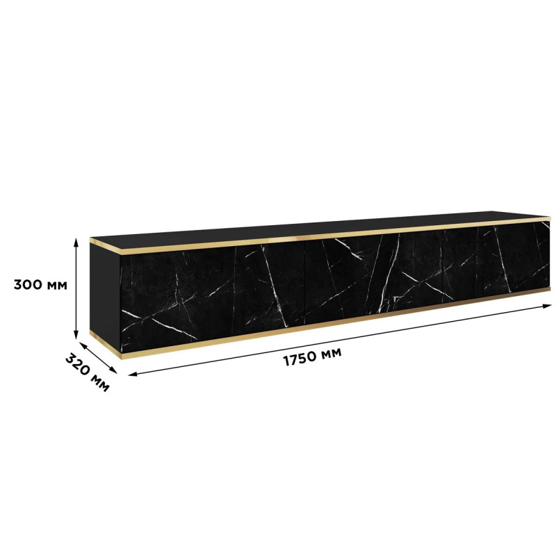 Тумба під телевізор навісна Perfect Home Oro RTV175 3D 175х30х32 Чорний мармур (PFH-091363)