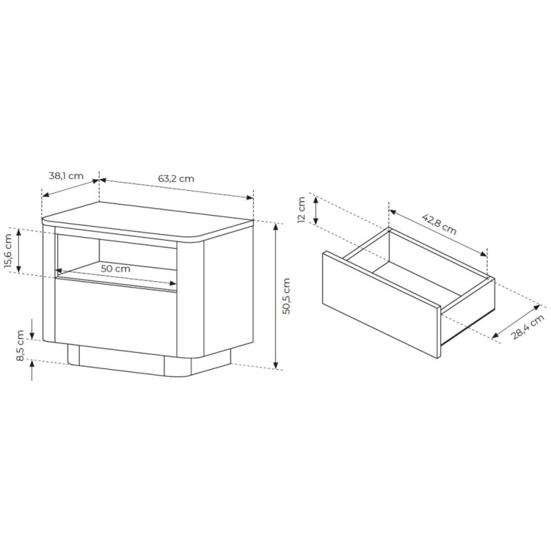 Тумба приліжкова з телескопічними напрямними Perfect Home Torro 1S 63,2x50,5x38,1 Дуб кремона/Чорний (PFH-091419)