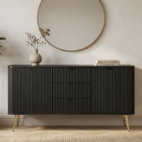 Комод з телескопічними напрямними Perfect Home Zova KSZ168 2D3S 168x87x39 Чорний (золоті ніжки) (PFH-091371)