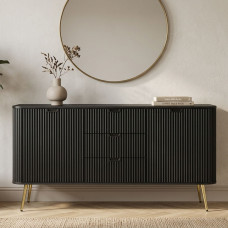Комод з телескопічними напрямними Perfect Home Zova KSZ168 2D3S 168x87x39 Чорний (золоті ніжки) (PFH-091371)