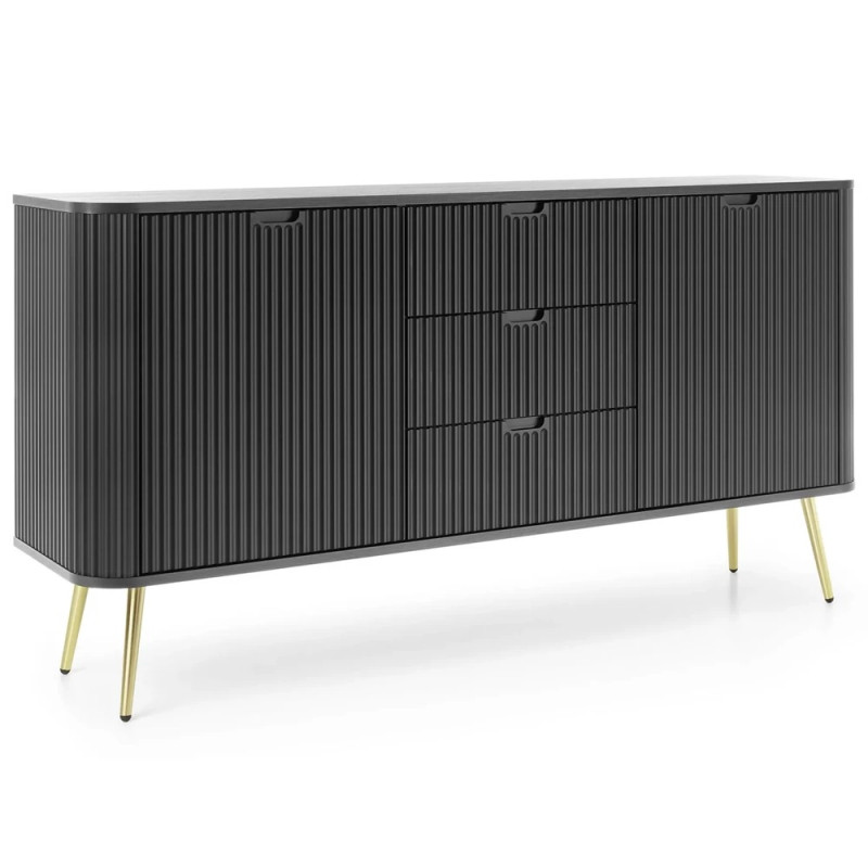 Комод з телескопічними напрямними Perfect Home Zova KSZ168 2D3S 168x87x39 Чорний (золоті ніжки) (PFH-091371)