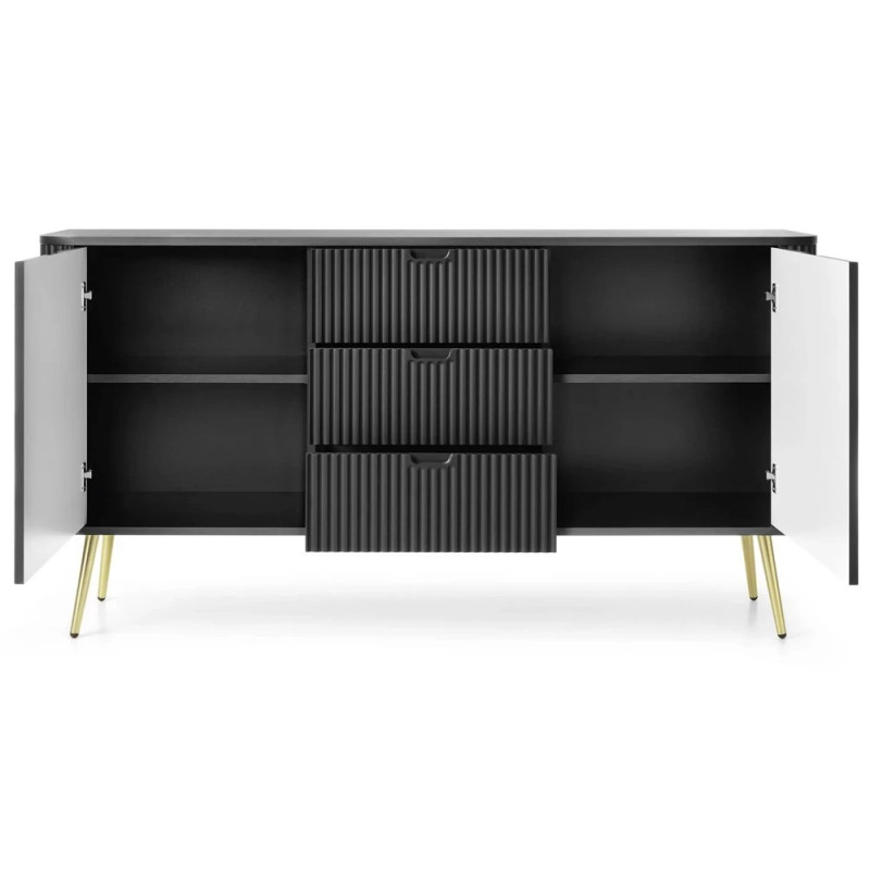 Комод з телескопічними напрямними Perfect Home Zova KSZ168 2D3S 168x87x39 Чорний (золоті ніжки) (PFH-091371)