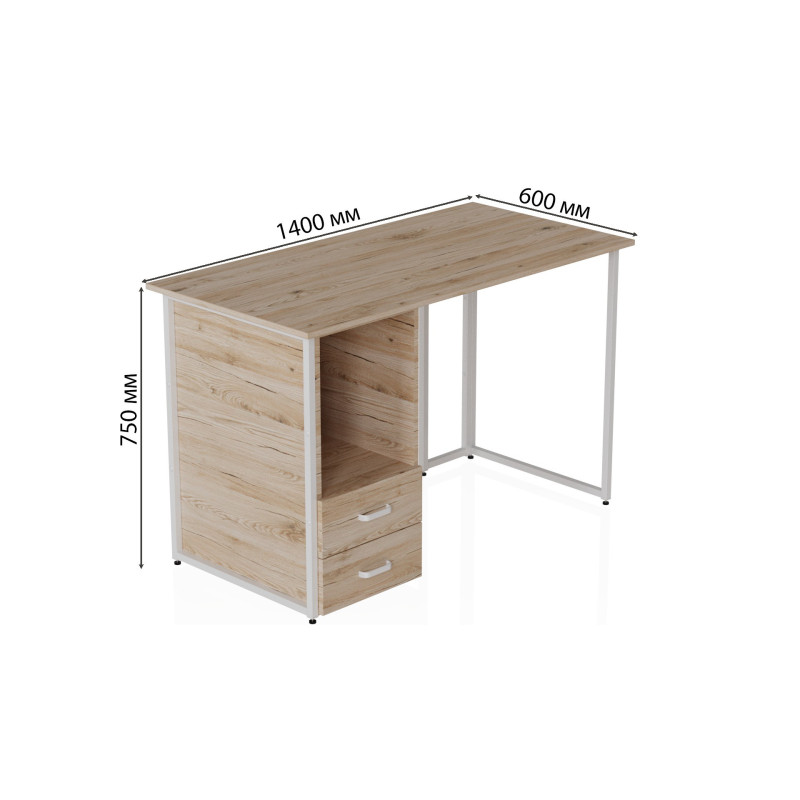 Компьютерный стол Ferrum-decor Отто 75x140x60 белый ДСП Дуб Сан-Марино 16мм (FRD-101034)