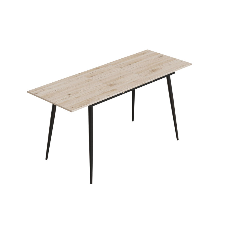 Стол кухонный раскладной Данди на конусных ногах Ferrum-decor 75x120 160)x70 Черный металл ДСП Дуб Сан-Марино 16 мм (FRD-106782)