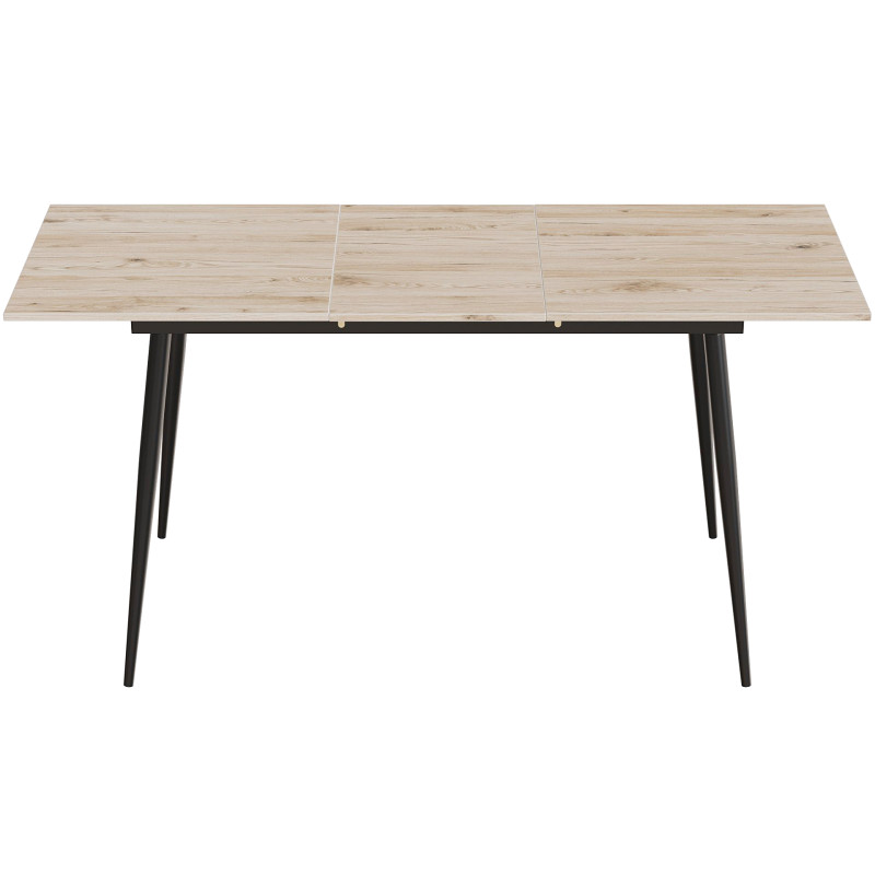 Стол кухонный раскладной Данди на конусных ногах Ferrum-decor 75x120 160)x70 Черный металл ДСП Дуб Сан-Марино 16 мм (FRD-106782)