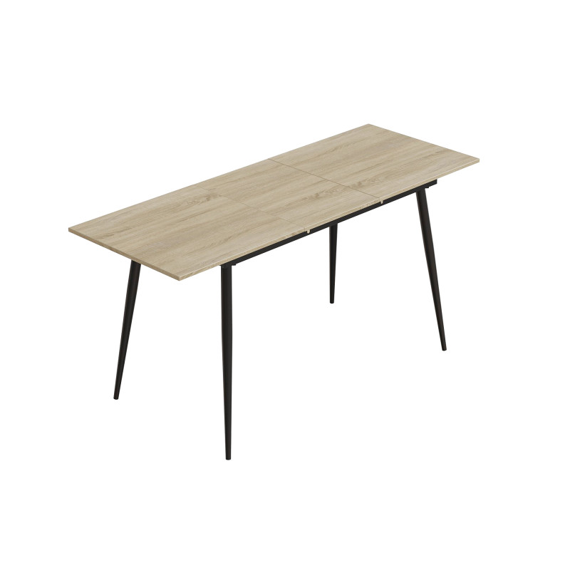 Стол кухонный раскладной Данди на конусных ногах Ferrum-decor 75x120 160)x60 Черный металл ДСП Дуб Сонома 16 мм (FRD-106772)