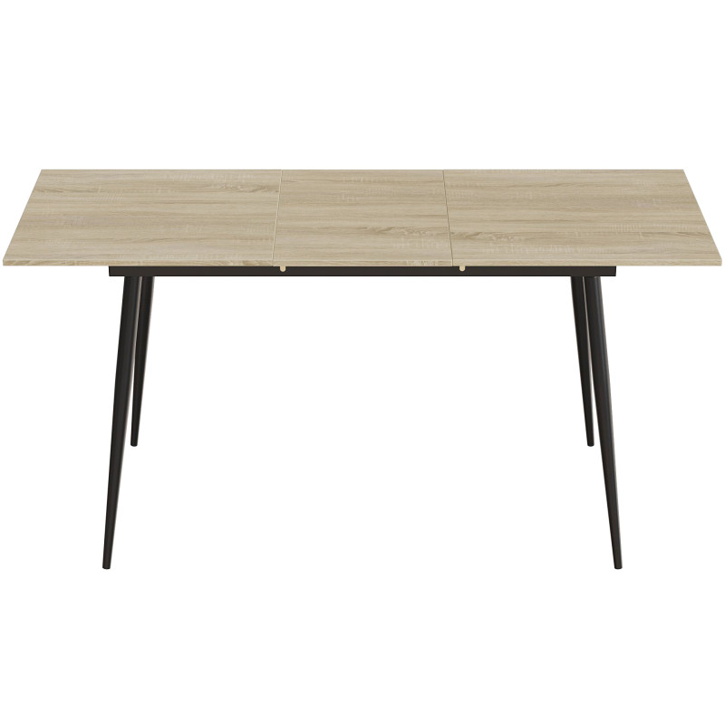 Стол кухонный раскладной Данди на конусных ногах Ferrum-decor 75x120 160)x60 Черный металл ДСП Дуб Сонома 16 мм (FRD-106772)