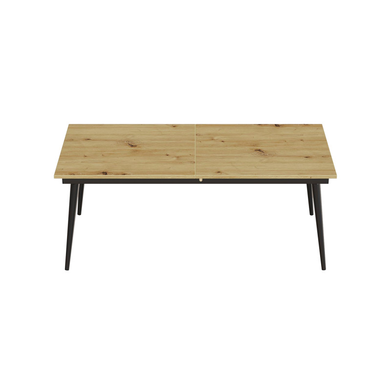 Стіл трансформер журнальний Dandi Small Ferrum-decor 45x120 160)x60 Чорний метал ДСП Дуб Артизан 16 мм (FRD-106792)