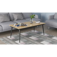 Стол трансформер журнальный Dandi Small Ferrum-decor 45x120 160)x60 Черный металл ДСП Дуб Артизан 16 мм (FRD-106792)