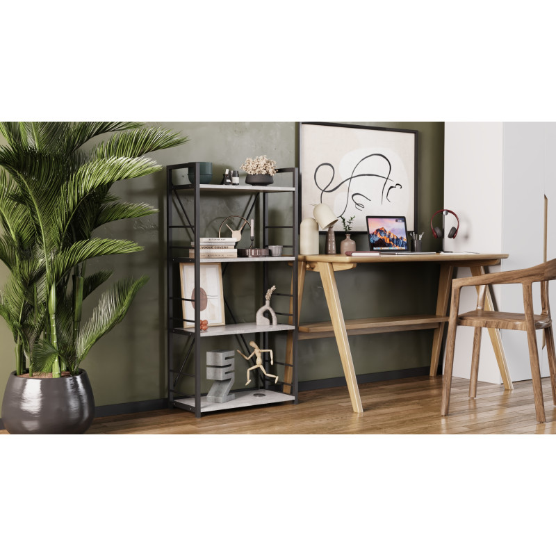 Етажерка 4/60 Ferrum-decor Серії Конект 120x60x28 чорний ДСП Бетон 16мм (FRD-105552)