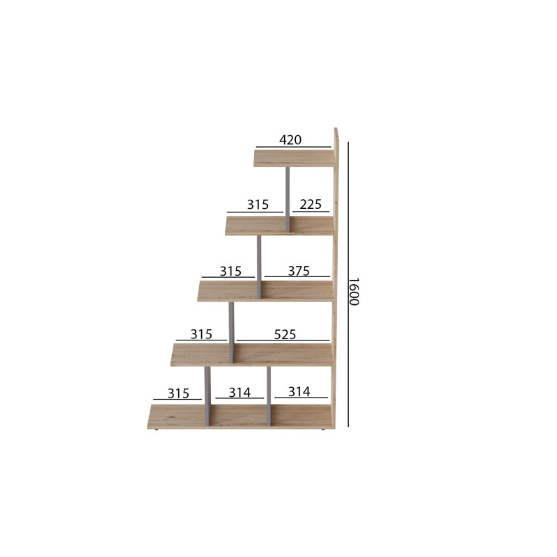 Этажерка Ferrum-decor Стелла 1600x1020x300 Серый металл ДСП Дуб Сан-Марино (FRD-105492)