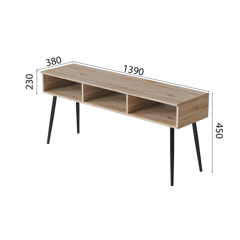 Тумба під телевізор Кентуки Ferrum-decor 45x139x38 Чорний метал ДСП Дуб Сан-Марино 16 мм (FRD-106732)