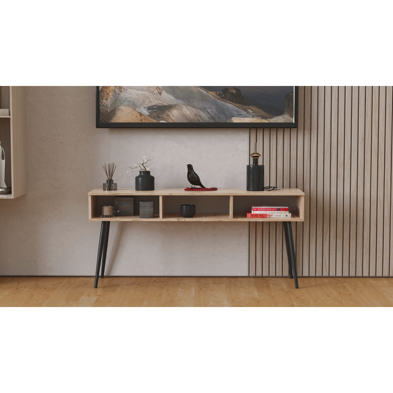 Тумба під телевізор Кентуки Ferrum-decor 45x139x38 Чорний метал ДСП Дуб Сан-Марино 16 мм (FRD-106732)