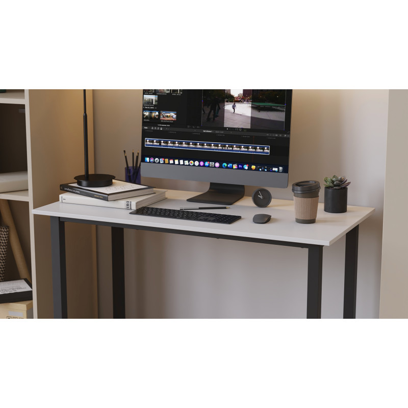Стіл письмовий Кнап 2 Ferrum-decor 750x1400x600 Чорний метал ДСП Білий 16 мм (FRD-106402)