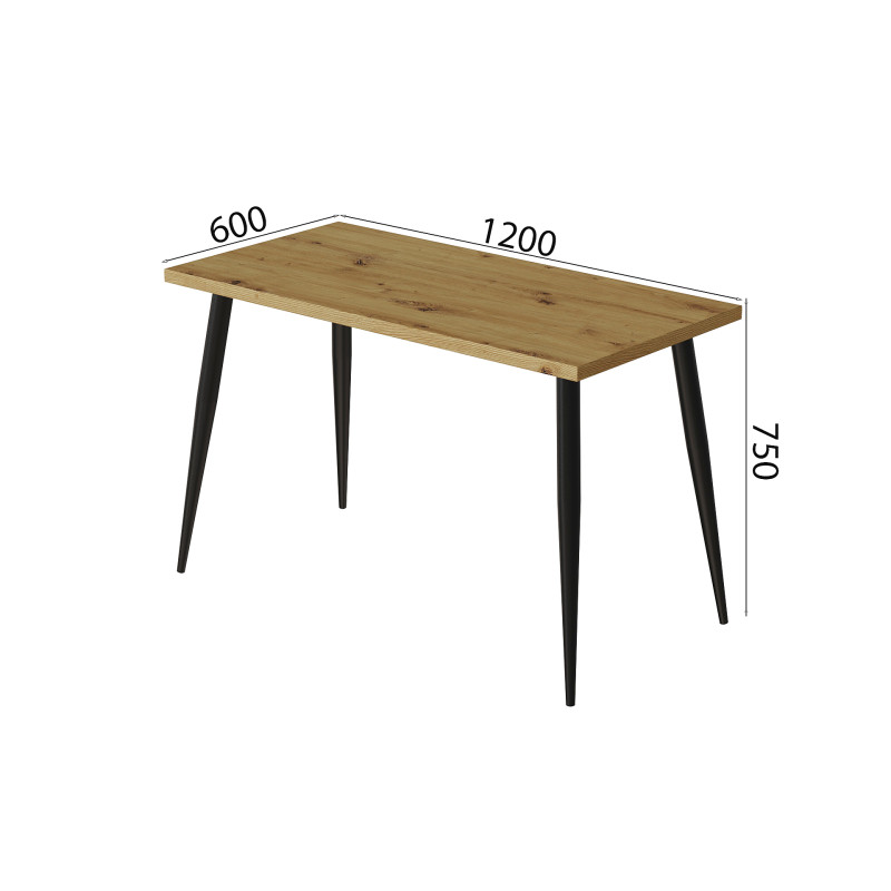 Стол кухонный Марсель 50 Ferrum-decor 75x120x60 Черный металл ДСП Дуб Артизан 32 мм (FRD-106702)