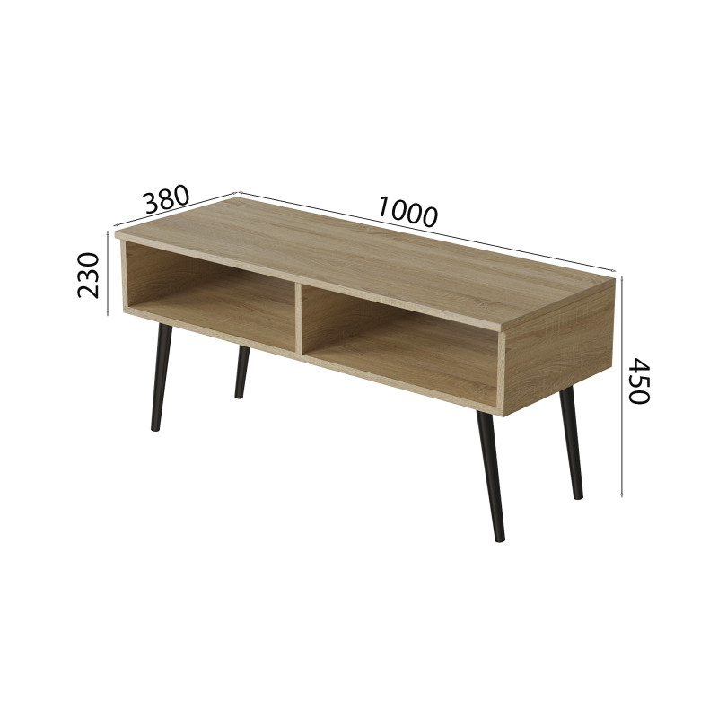 Тумба під ТВ Невада Ferrum-decor 45x100x38 Чорний метал ДСП Дуб Сонома 16 мм (FRD-106722)