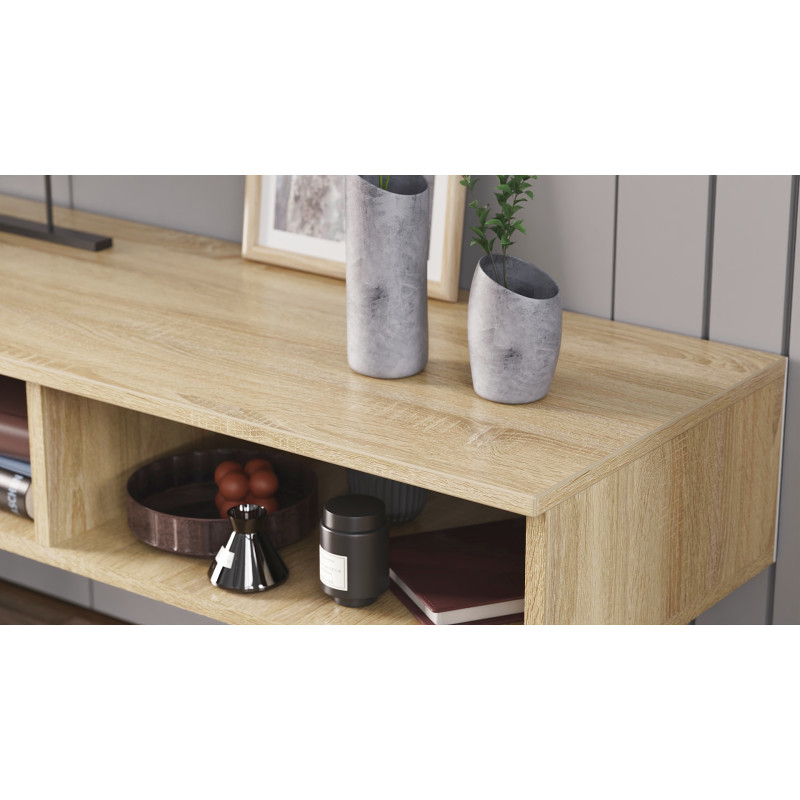 Тумба під ТВ Невада Ferrum-decor 45x100x38 Чорний метал ДСП Дуб Сонома 16 мм (FRD-106722)