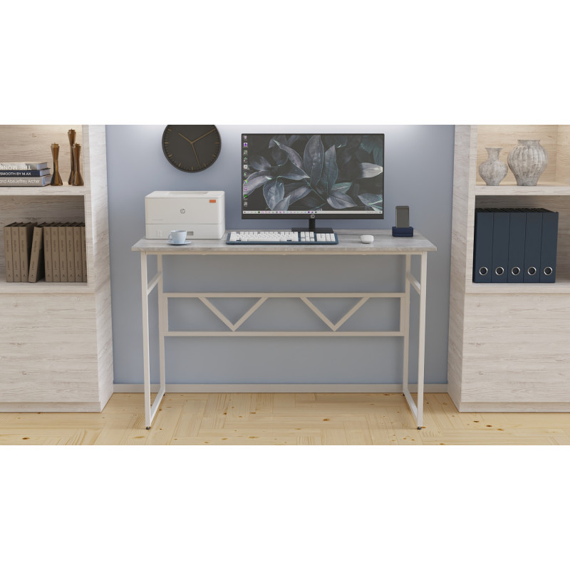 Стіл письмовий Раян Ferrum-decor 750x1000x600 Білий метал ДСП Бетон 16 мм (FRD-106472)