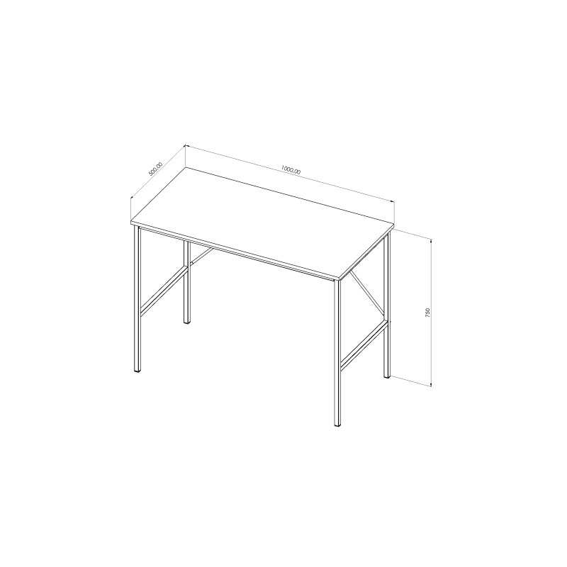 Стол письменный Line Тайм Ferrum-decor 750x1000x500 Черный металл ДСП Белое 16 мм (FRD-104864)