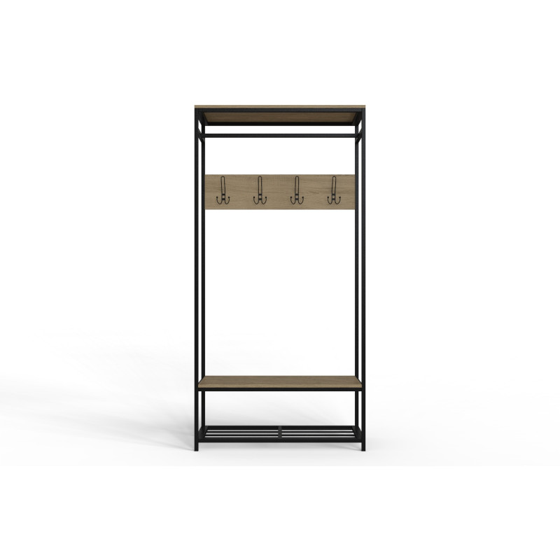 Вешалка напольная модульная Ferrum-decor Трелис 15 180x90x38 черный ДСП Дуб Сонома 16мм (FRD-104364)
