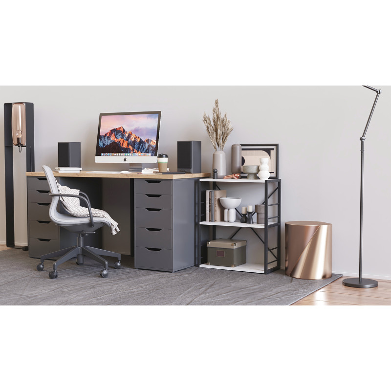 Етажерка 3/60 Ferrum-decor Серії Конект 75x60x28 чорний ДСП Біле 16мм (FRD-104254)
