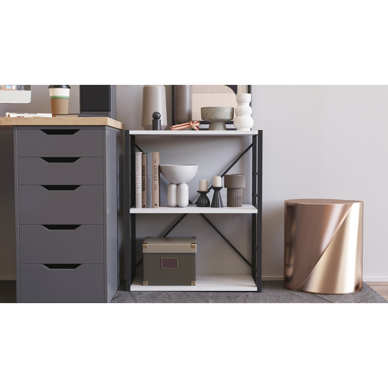 Етажерка 3/60 Ferrum-decor Серії Конект 75x60x28 чорний ДСП Біле 16мм (FRD-104254)