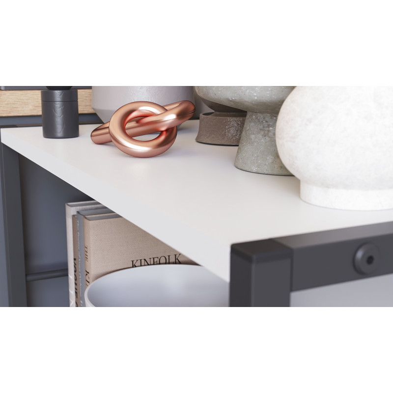Етажерка 3/60 Ferrum-decor Серії Конект 75x60x28 чорний ДСП Біле 16мм (FRD-104254)